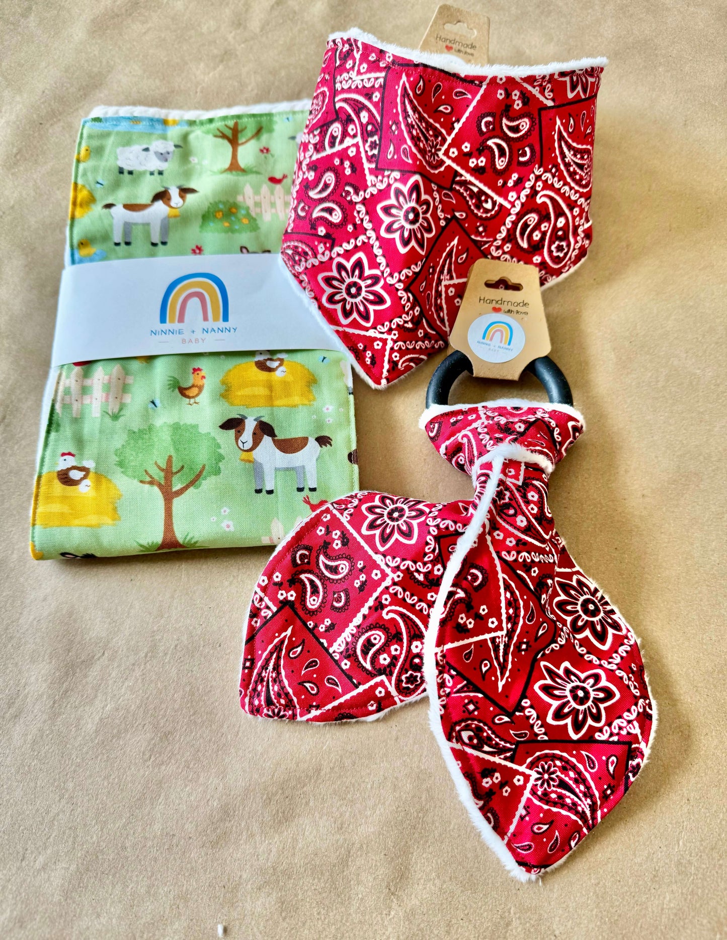 baby infant newborn babies baby gift baby shower gift baby boy baby girl baby shower gift ideas new mom mom-to-be expectant mom baby essentials baby must-haves bandana bib burp cloth sensory tag blanket blankie teether teething ring nursing feeding baby a