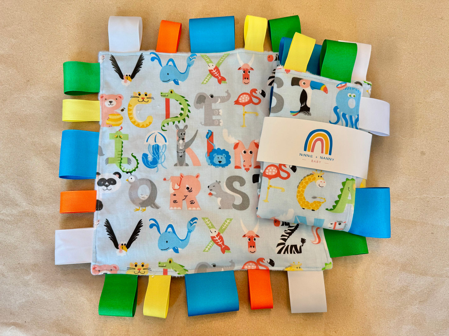 Alphabet Animals - Blue : Tag Blanket