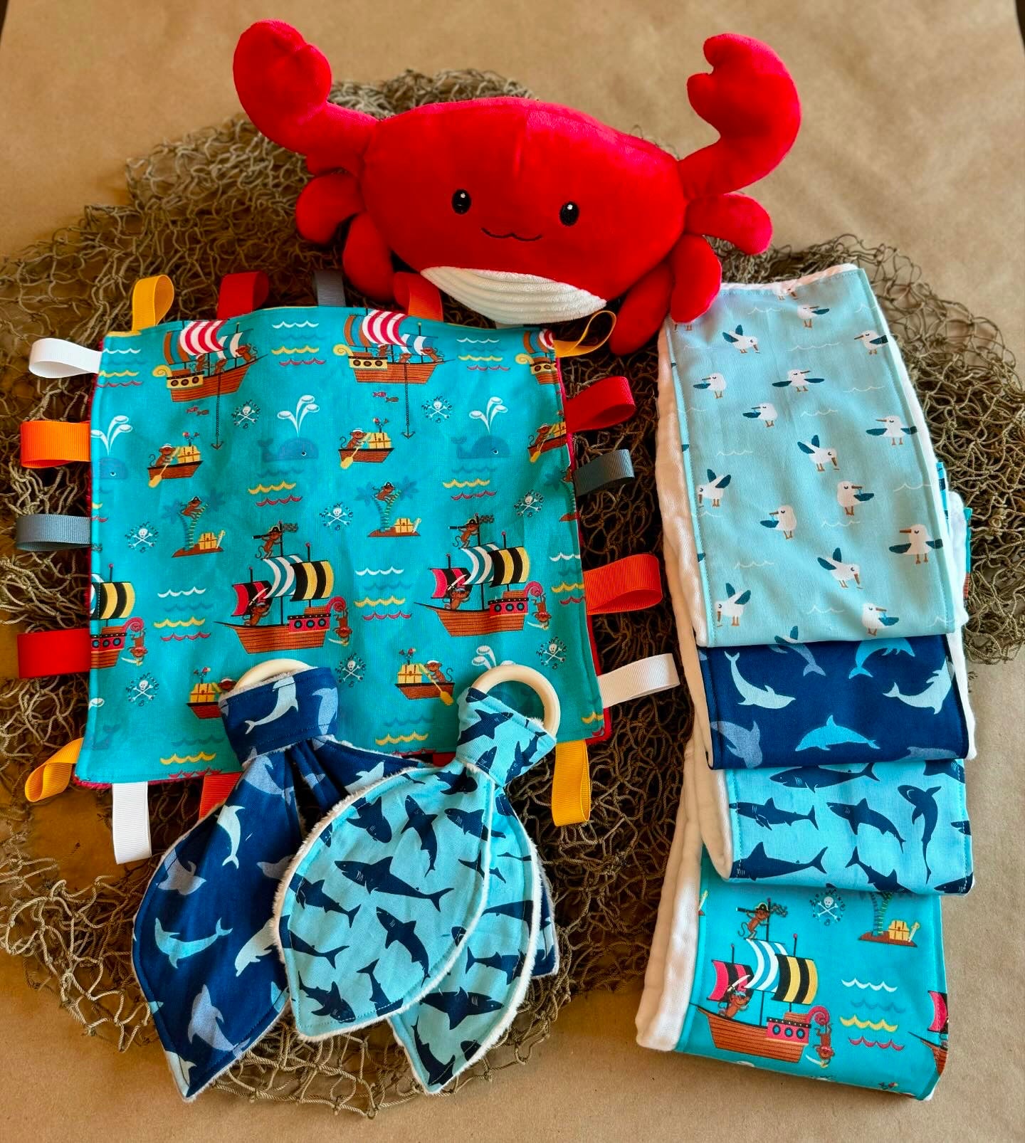 baby infant newborn babies baby gift baby shower gift baby boy baby girl baby shower gift ideas new mom mom-to-be expectant mom baby essentials baby must-haves bandana bib burp cloth sensory tag blanket blankie teether teething ring nursing feeding baby a