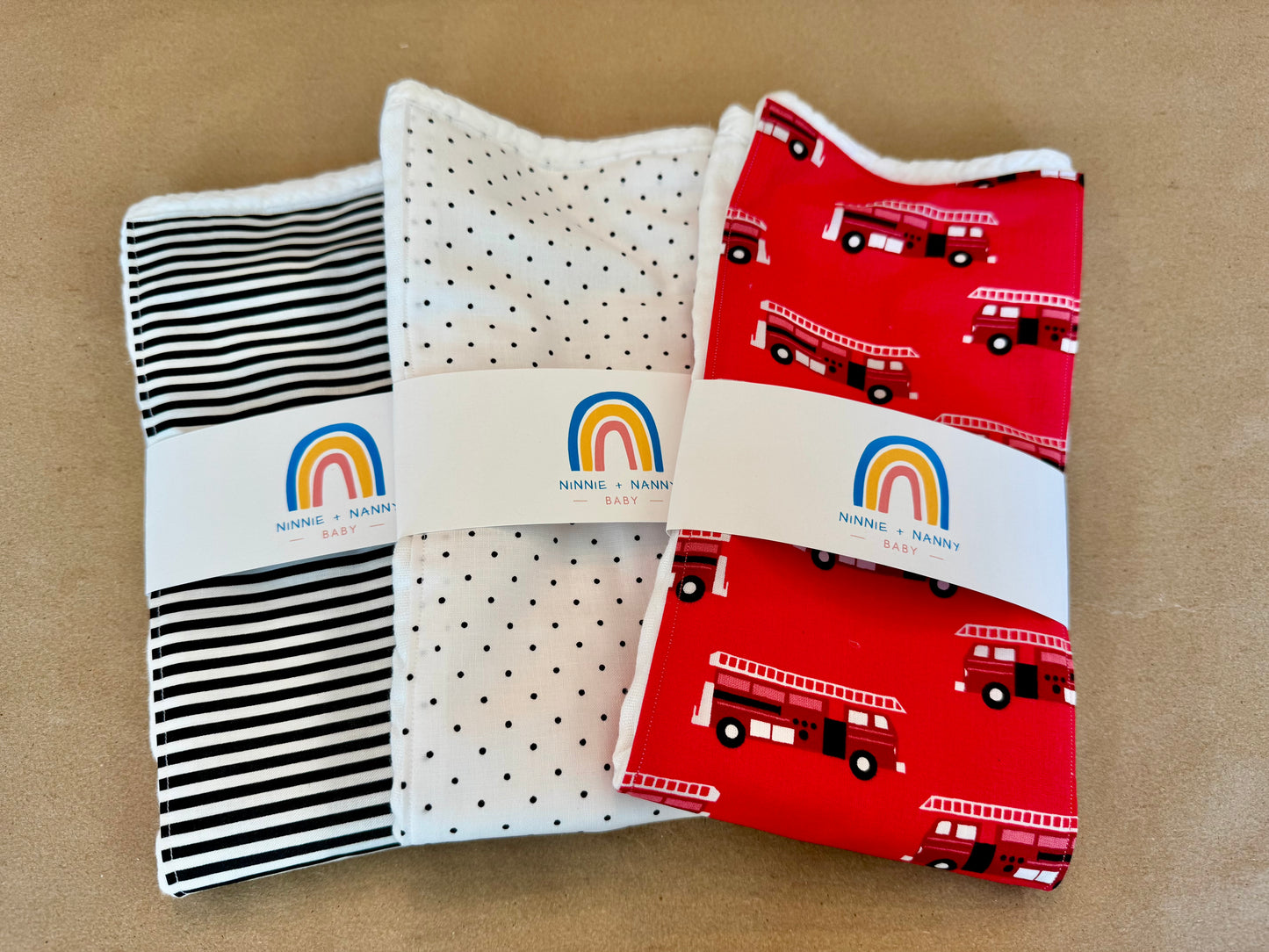 White + Black Polka Dots : Burp Cloth