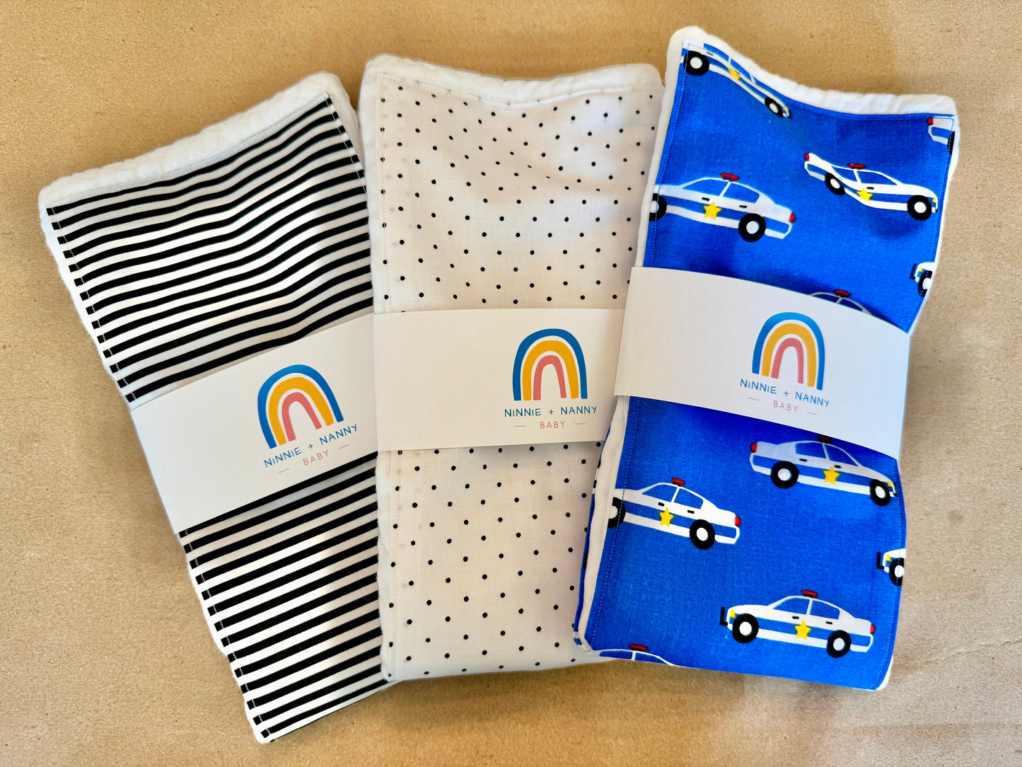 White + Black Polka Dots : Burp Cloth