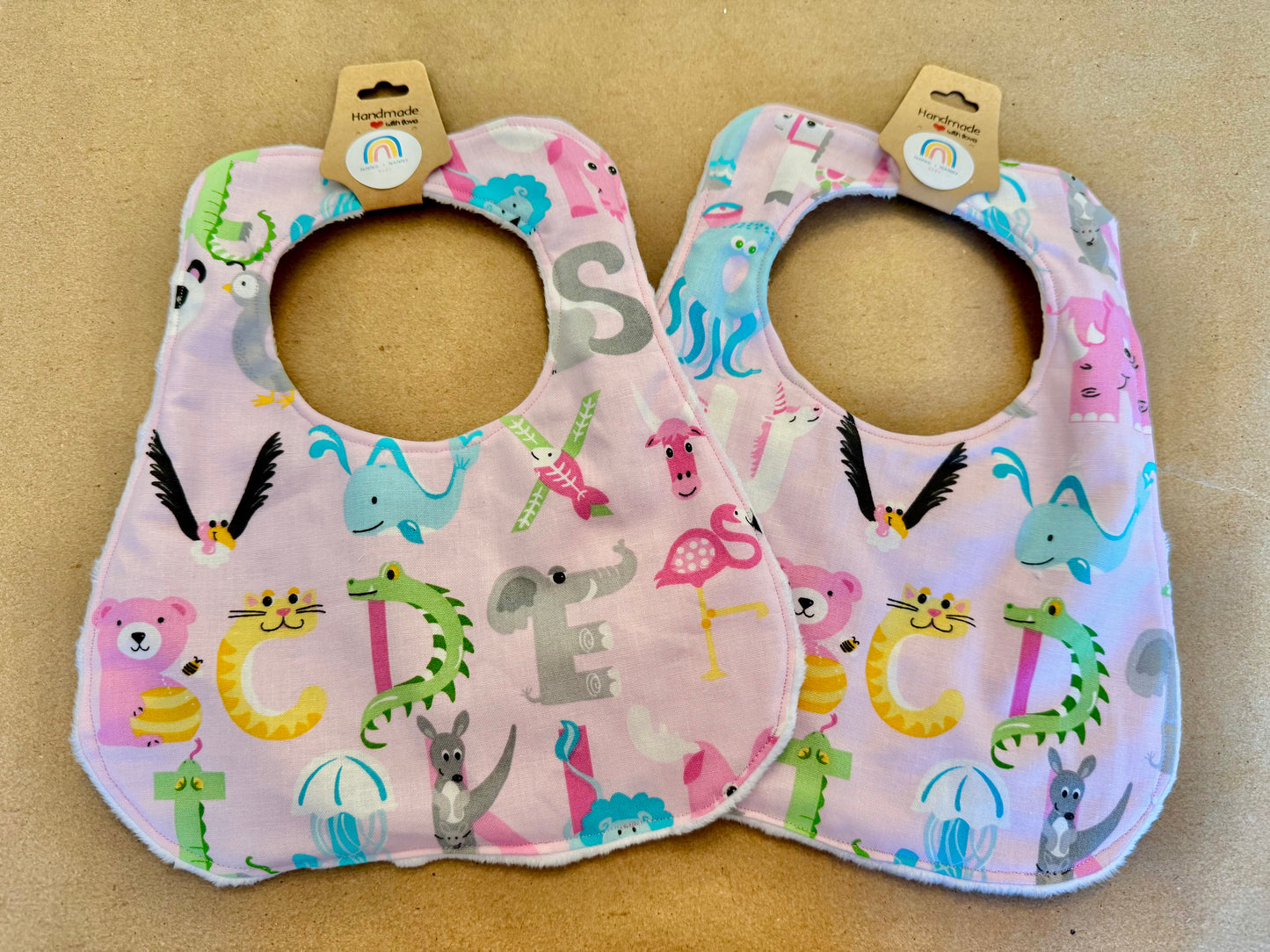 Alphabet Animals - Pink : Bib