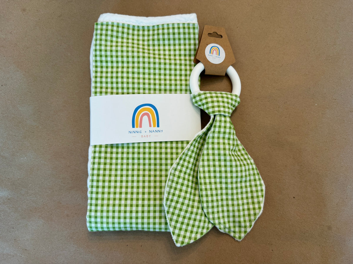 Classic Lime Green + White Gingham : Teether