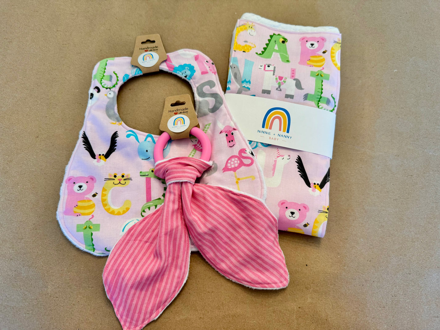 Alphabet Animals - Pink : Bib