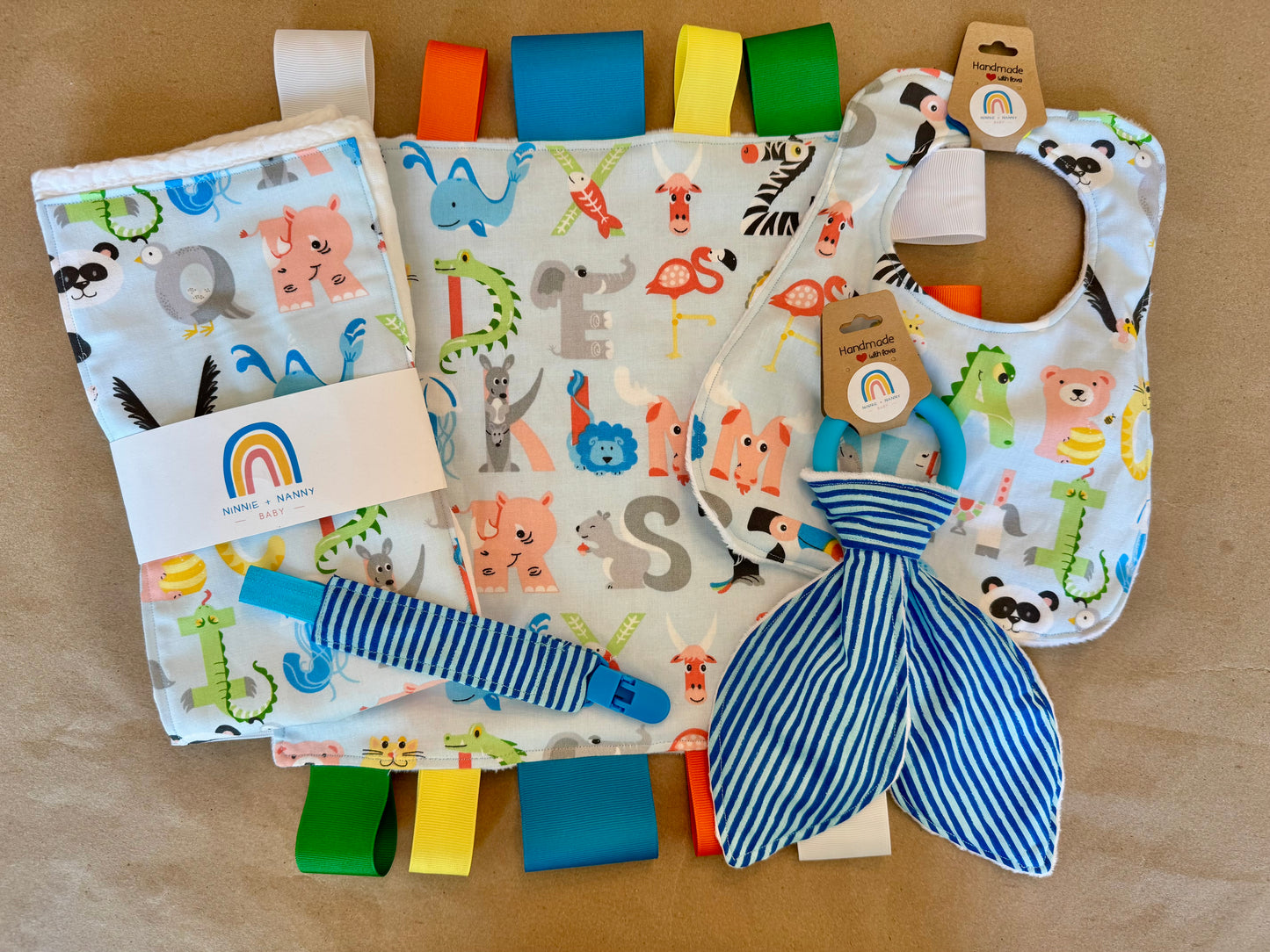 Alphabet Animals - Blue : Burp Cloth
