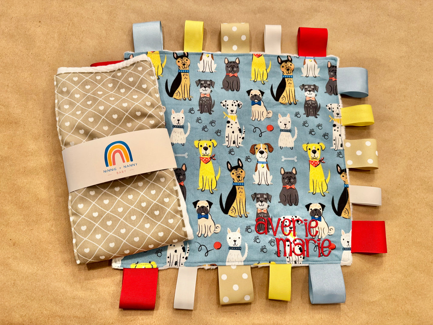 White Hearts on Tan - Love : Burp Cloth