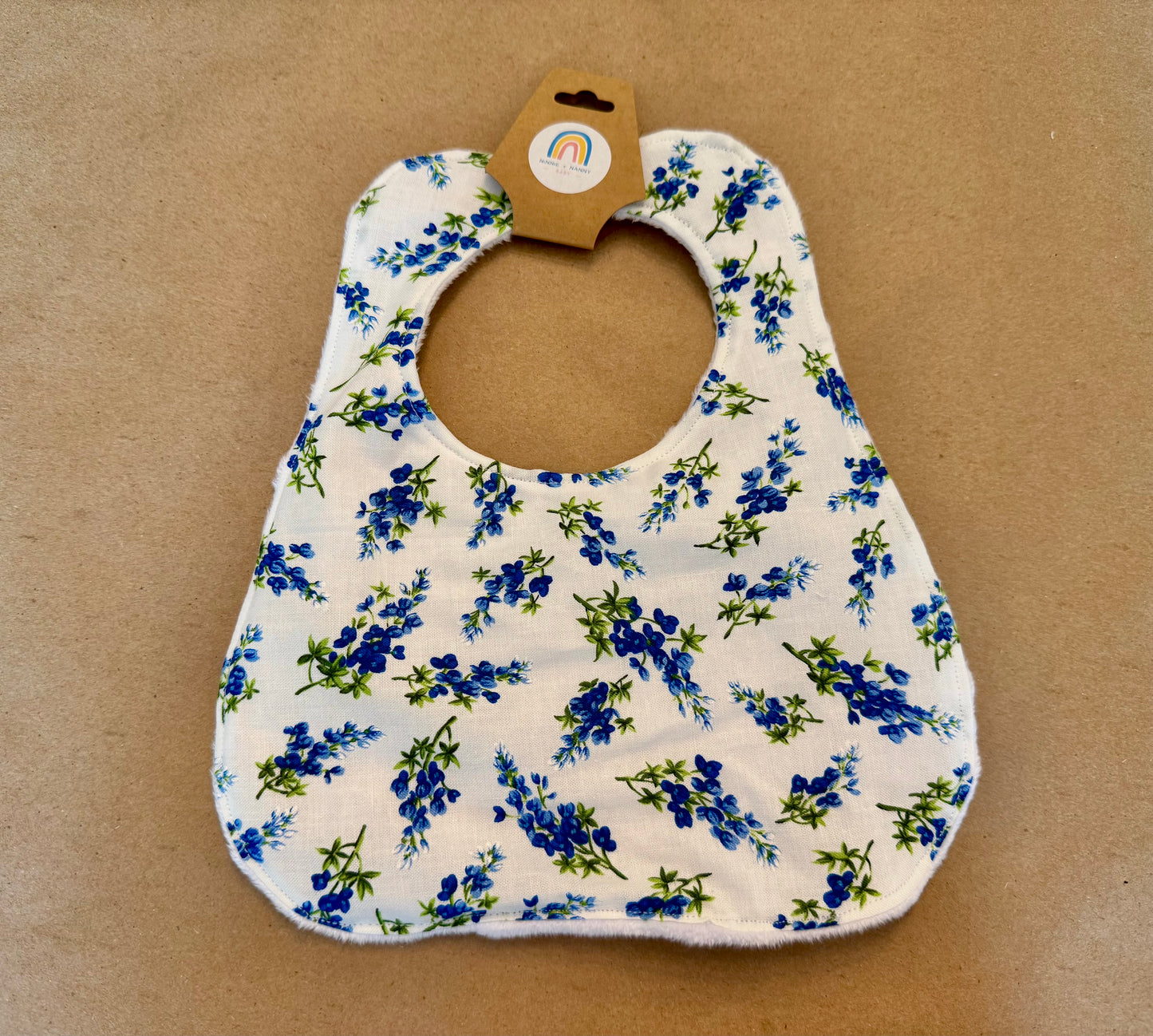 Bluebonnets on White : Bib