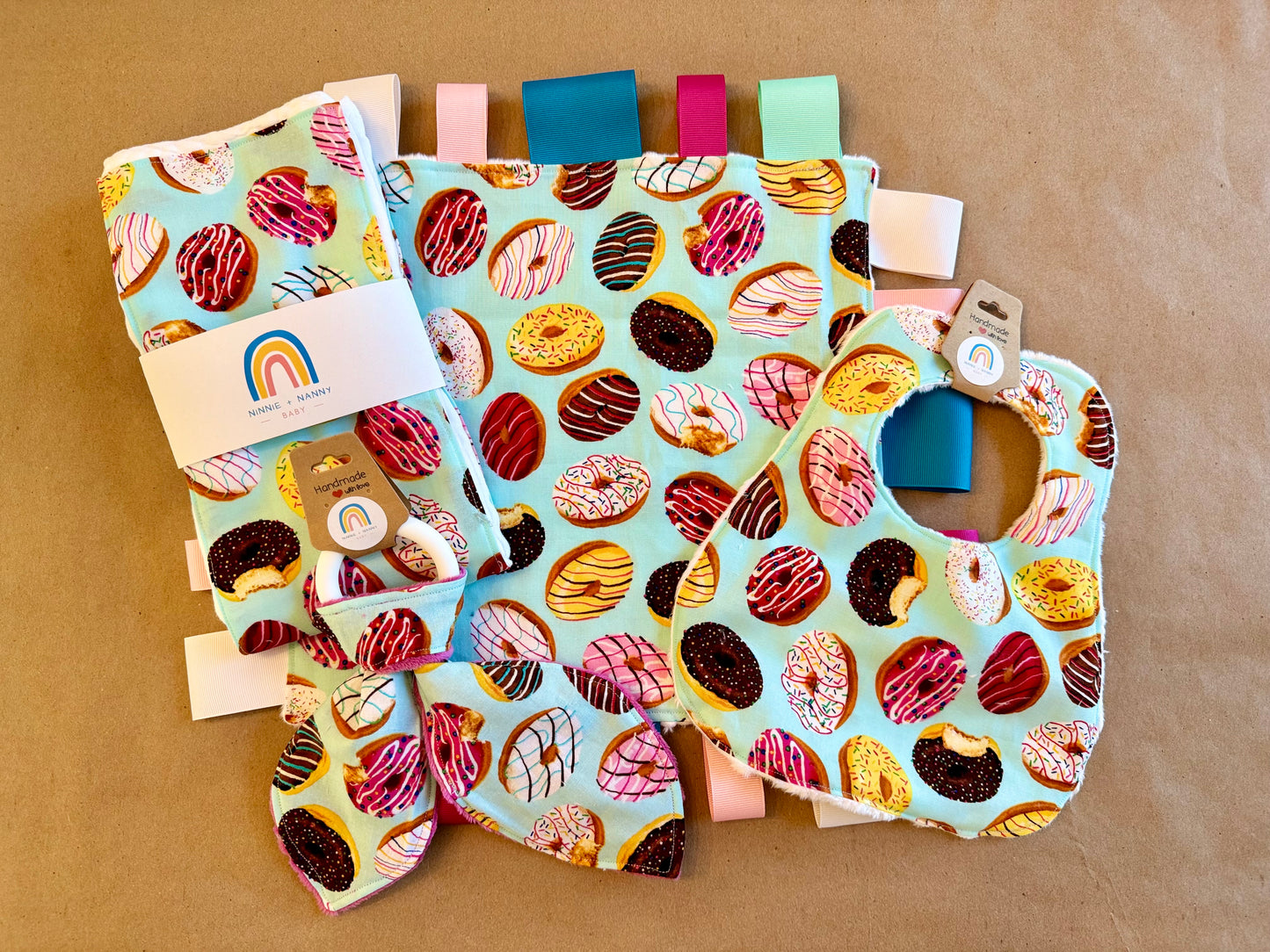 baby infant newborn babies baby gift baby shower gift baby boy baby girl baby shower gift ideas new mom mom-to-be expectant mom baby essentials baby must-haves bandana bib burp cloth sensory tag blanket blankie teether teething ring nursing feeding baby a