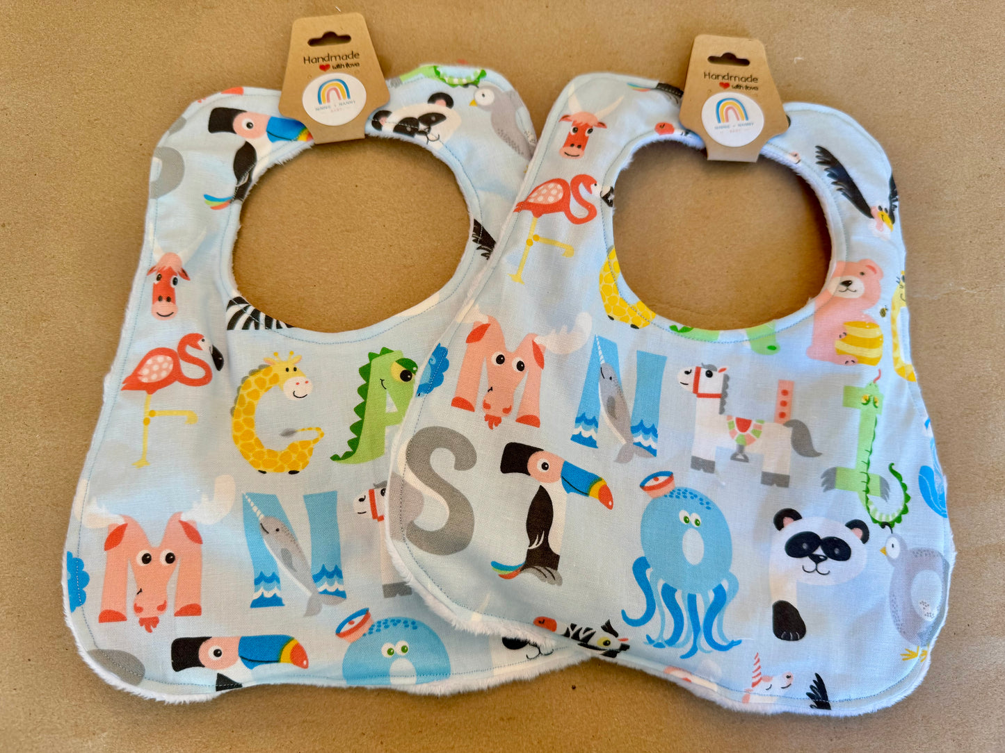 Alphabet Animals - Blue : Bib