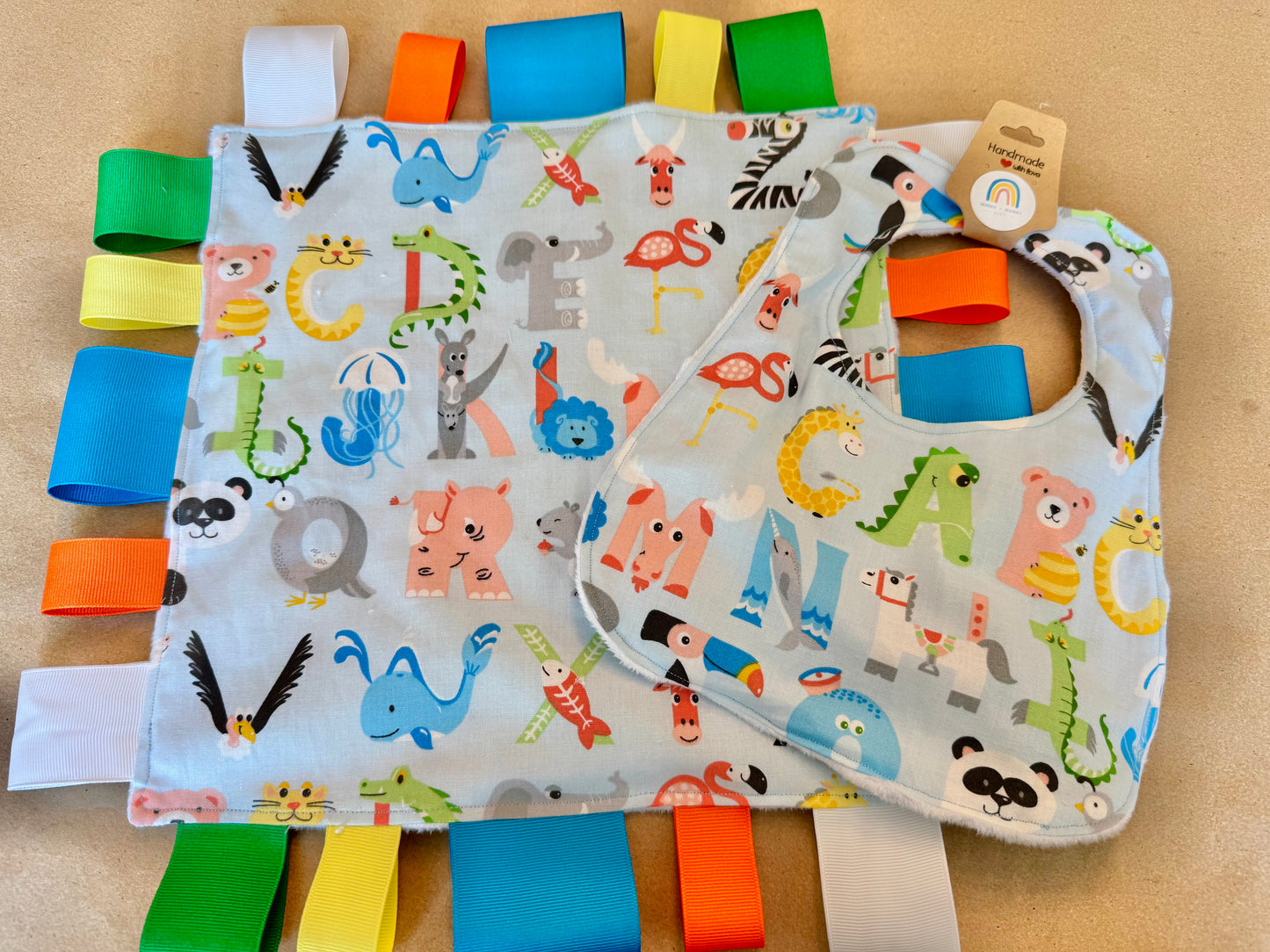 Alphabet Animals - Blue : Tag Blanket