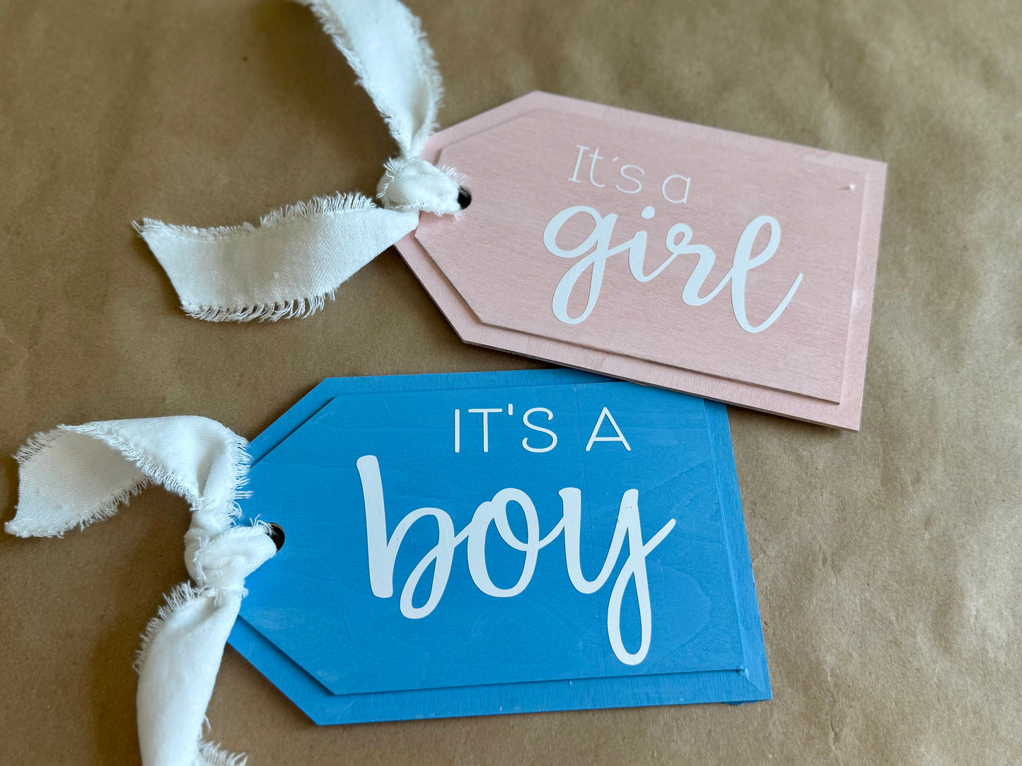 Gift Tag Baby Announcement : It's a Girl + It's a Boy
