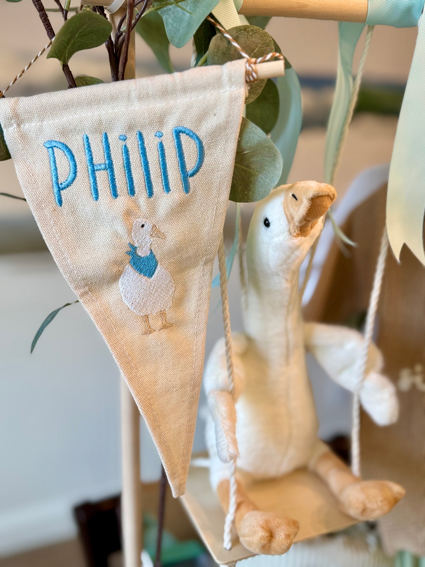 Silly Goose + First Name : Canvas Banner - Pennant Flag