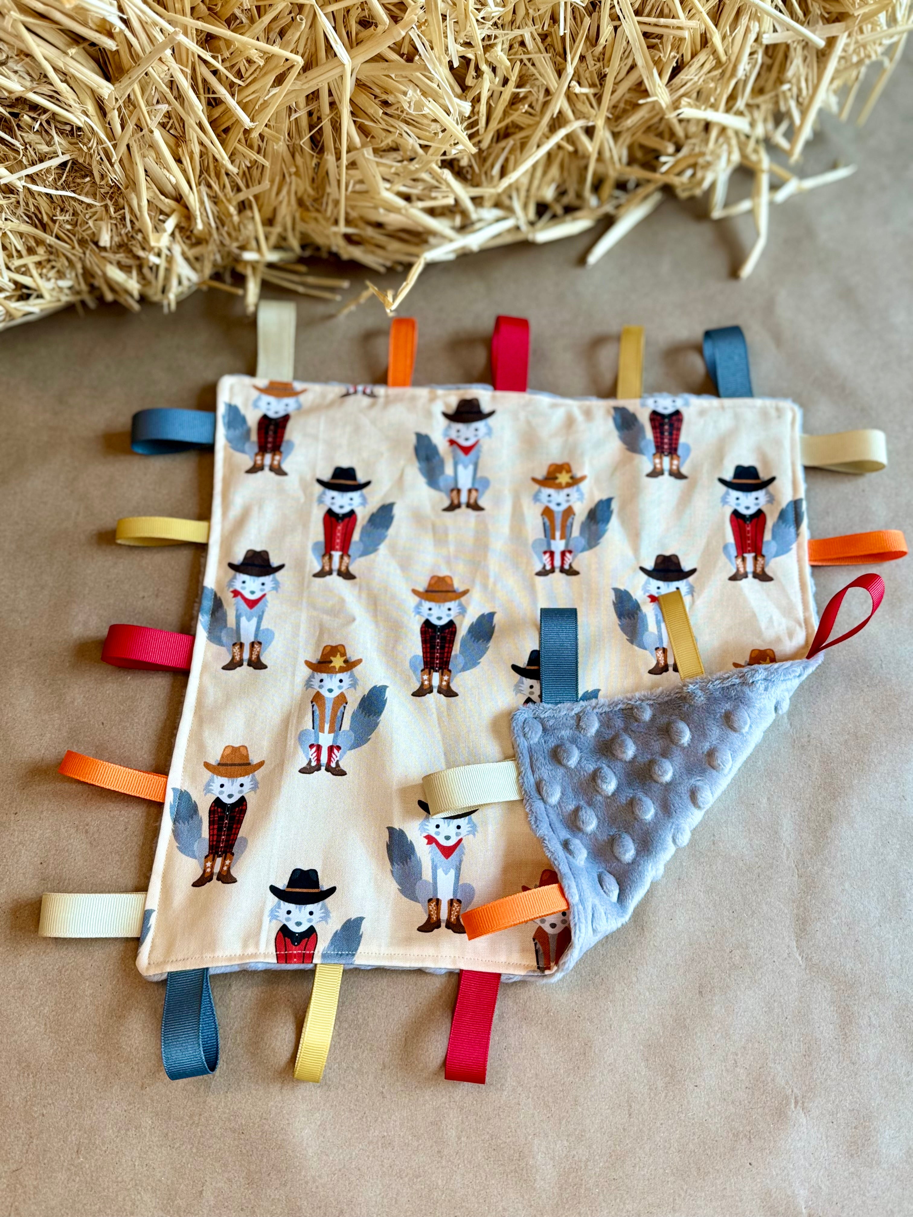 Coyote Cowboys Sensory Tag Blanket – ninnie nanny baby