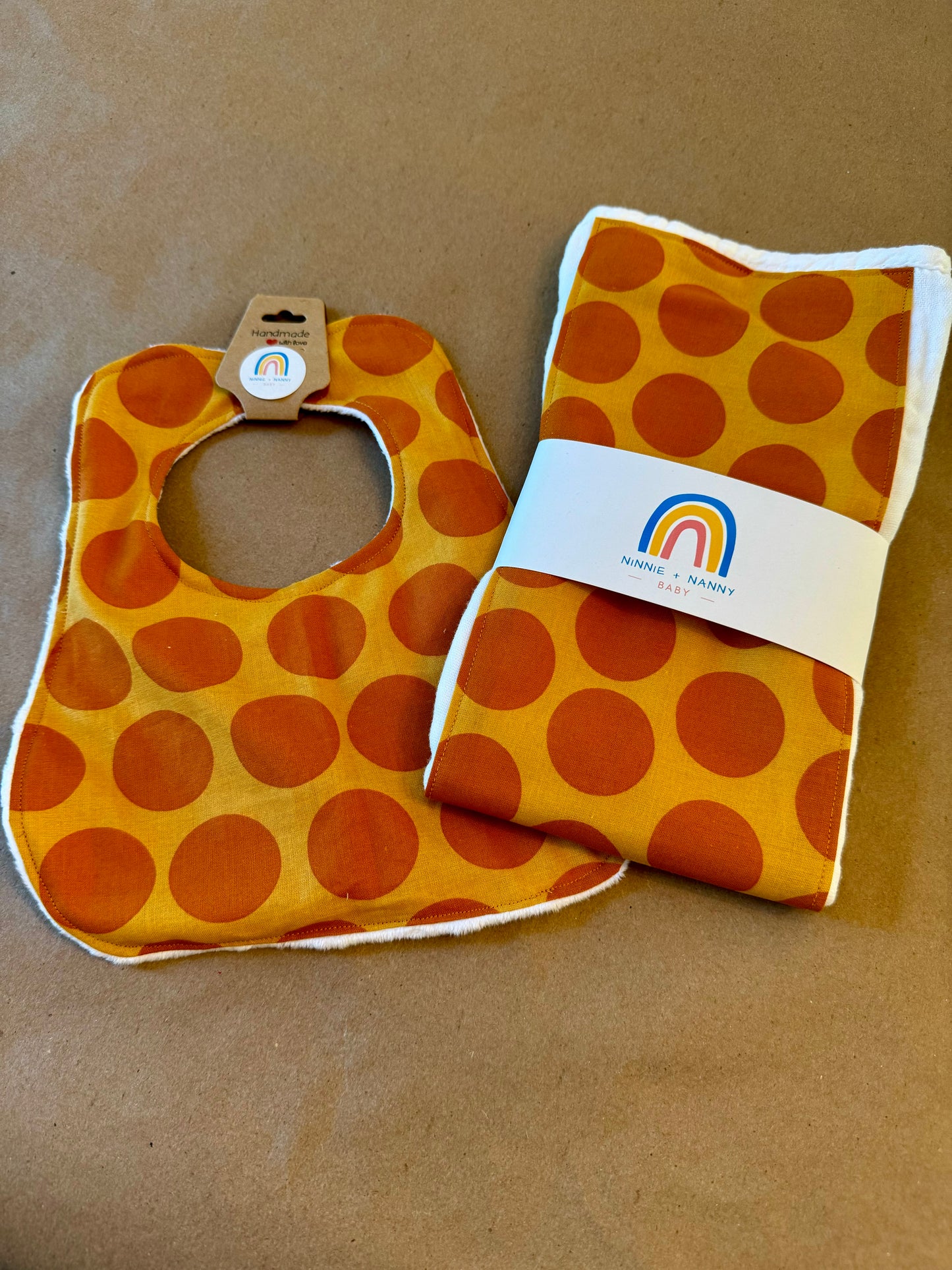 Orange on Orange Polka Dots : Burp Cloth