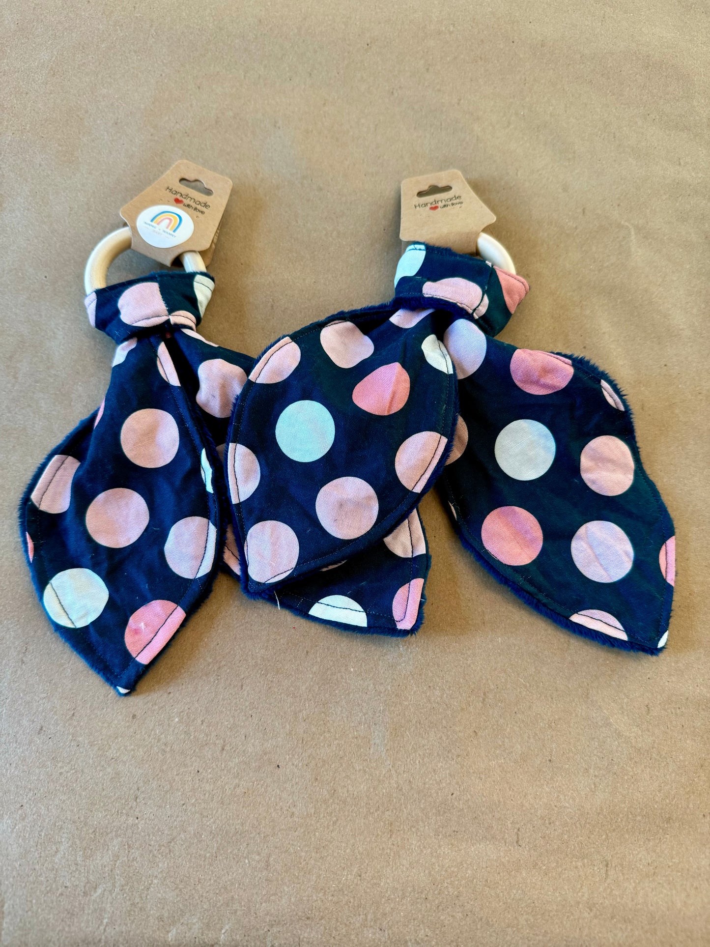 Pink Polka Dots on Navy : Teether