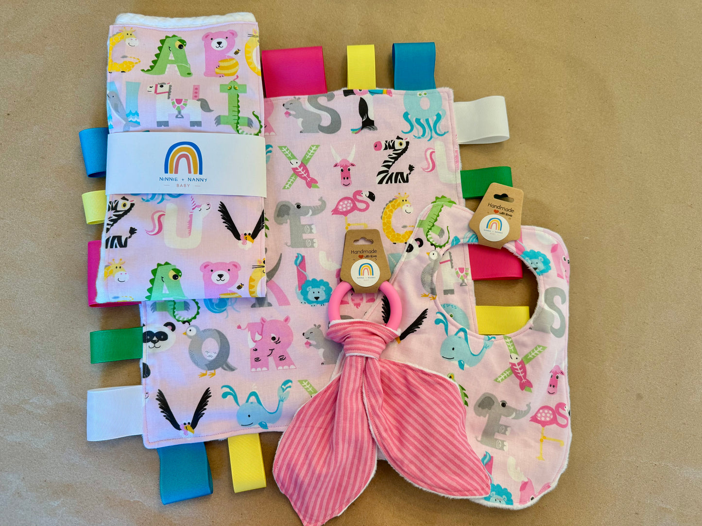 Alphabet Animals - Pink : Bib