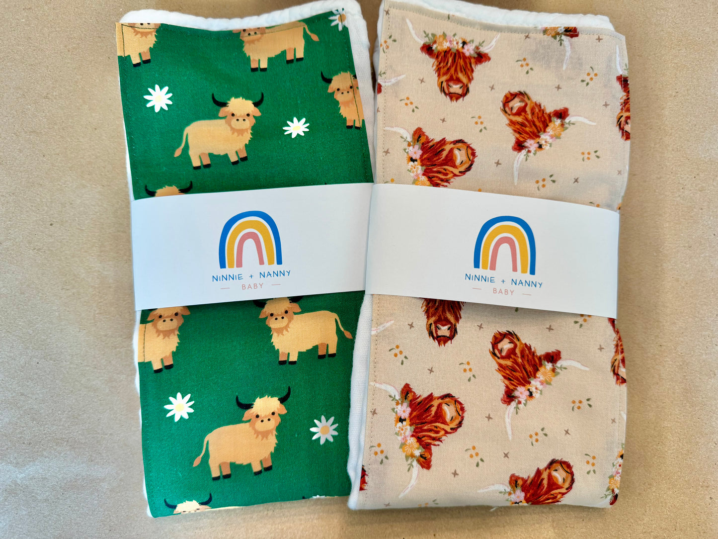 Boho Highland Cows : Burp Cloth