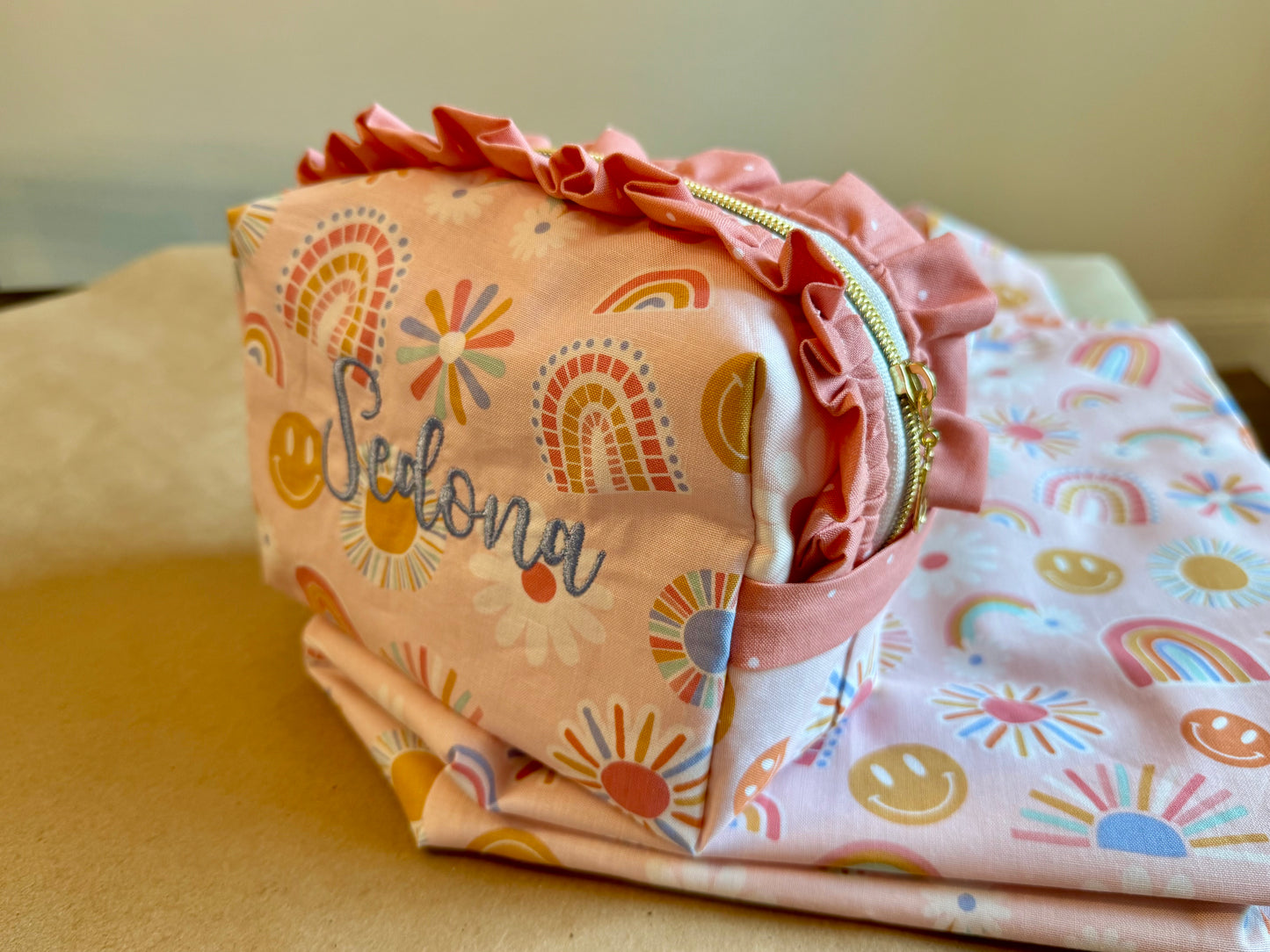 Personalized Ruffled Zipper Pouch