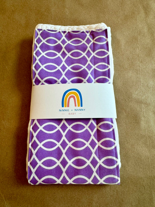 White Rings on Purple : Burp Cloth