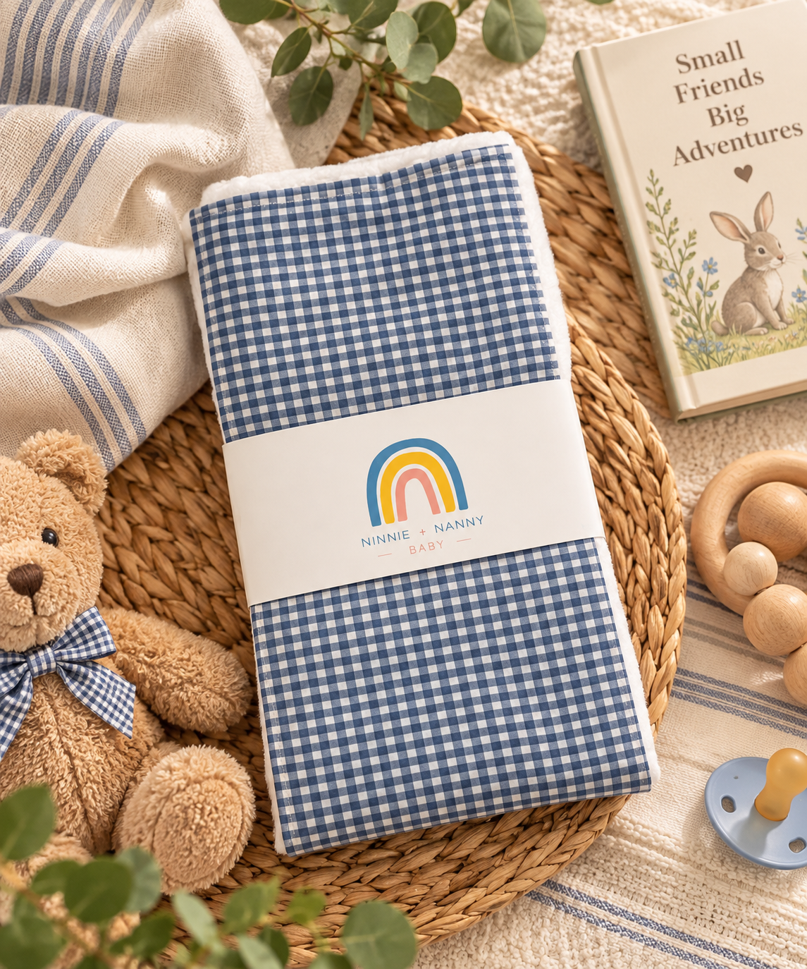 Classic Blue + White Gingham : Burp Cloth