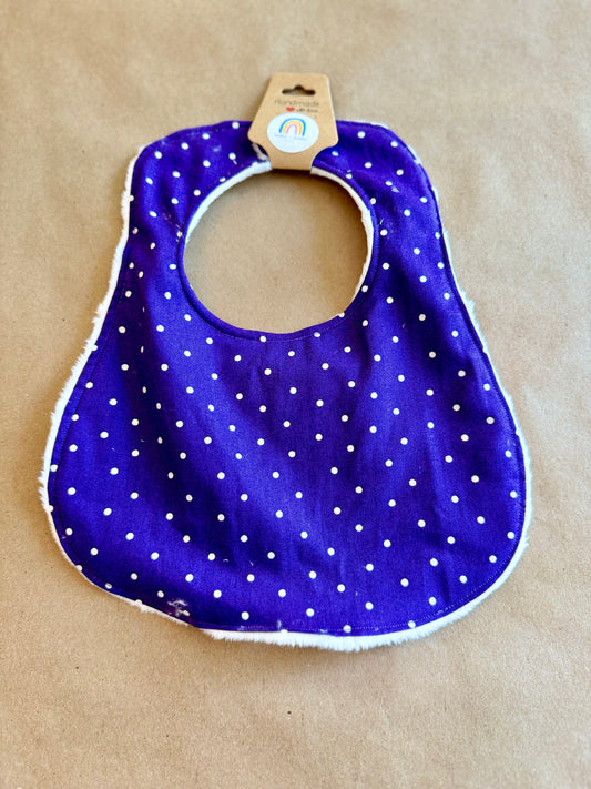 White Polka Dots on Purple : Bib