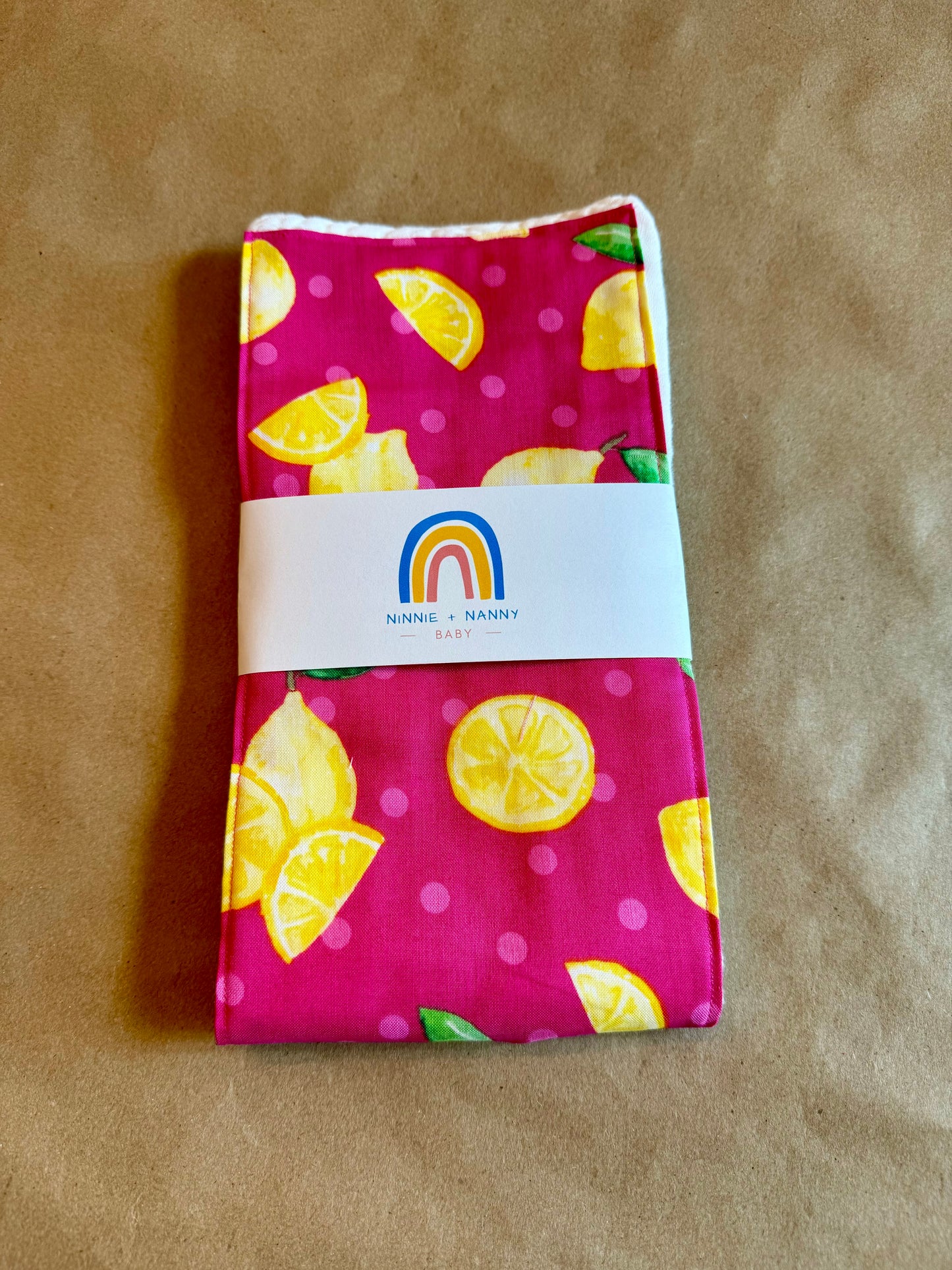 Lemons on Hot Pink : Burp Cloth