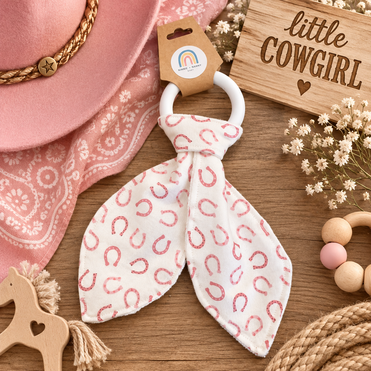 Pretty in Pink Horseshoes : Teether
