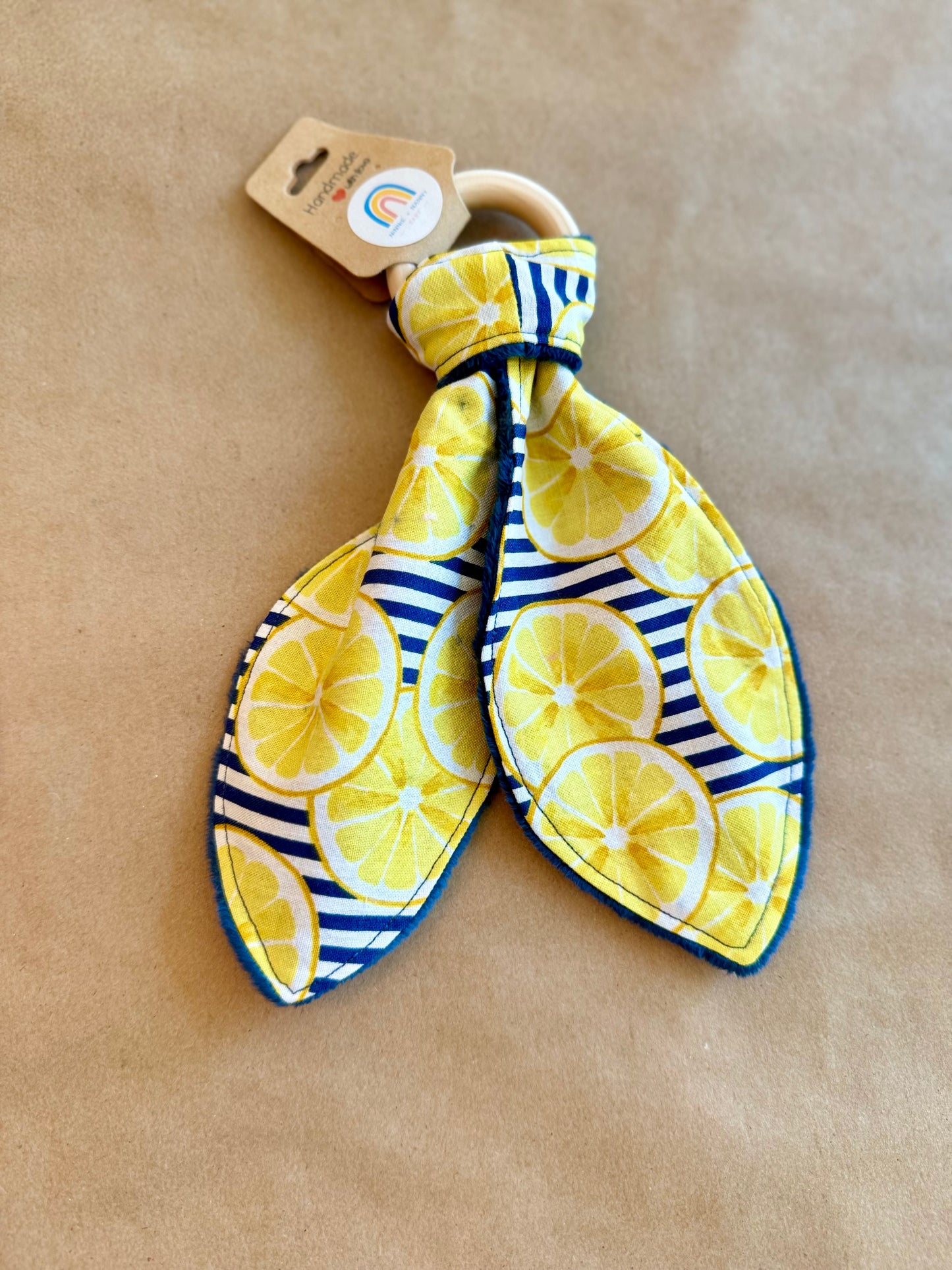 Lemons on Navy Stripe : Teether