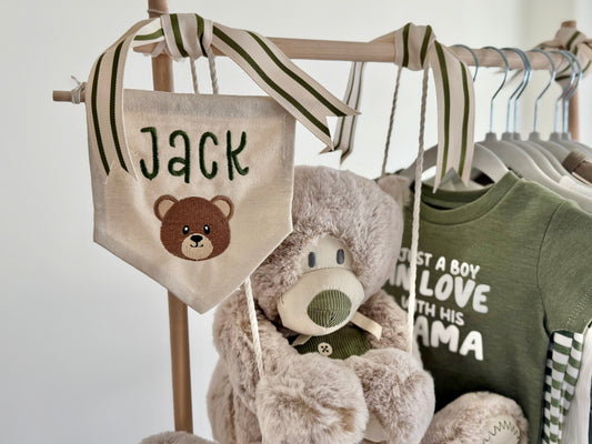 Teddy Bear + First Name : Canvas Banner - Pennant Flag