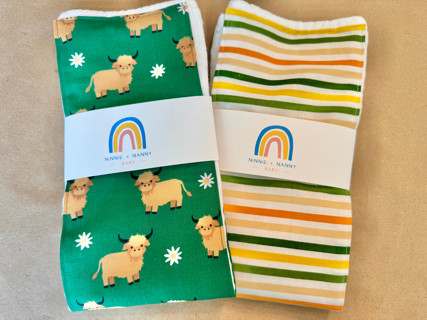 Yellow + Green Stripe : Burp Cloth
