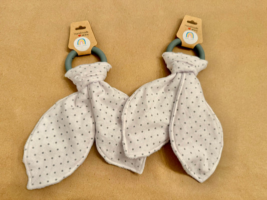 Grey Polka Dots on White : Teether