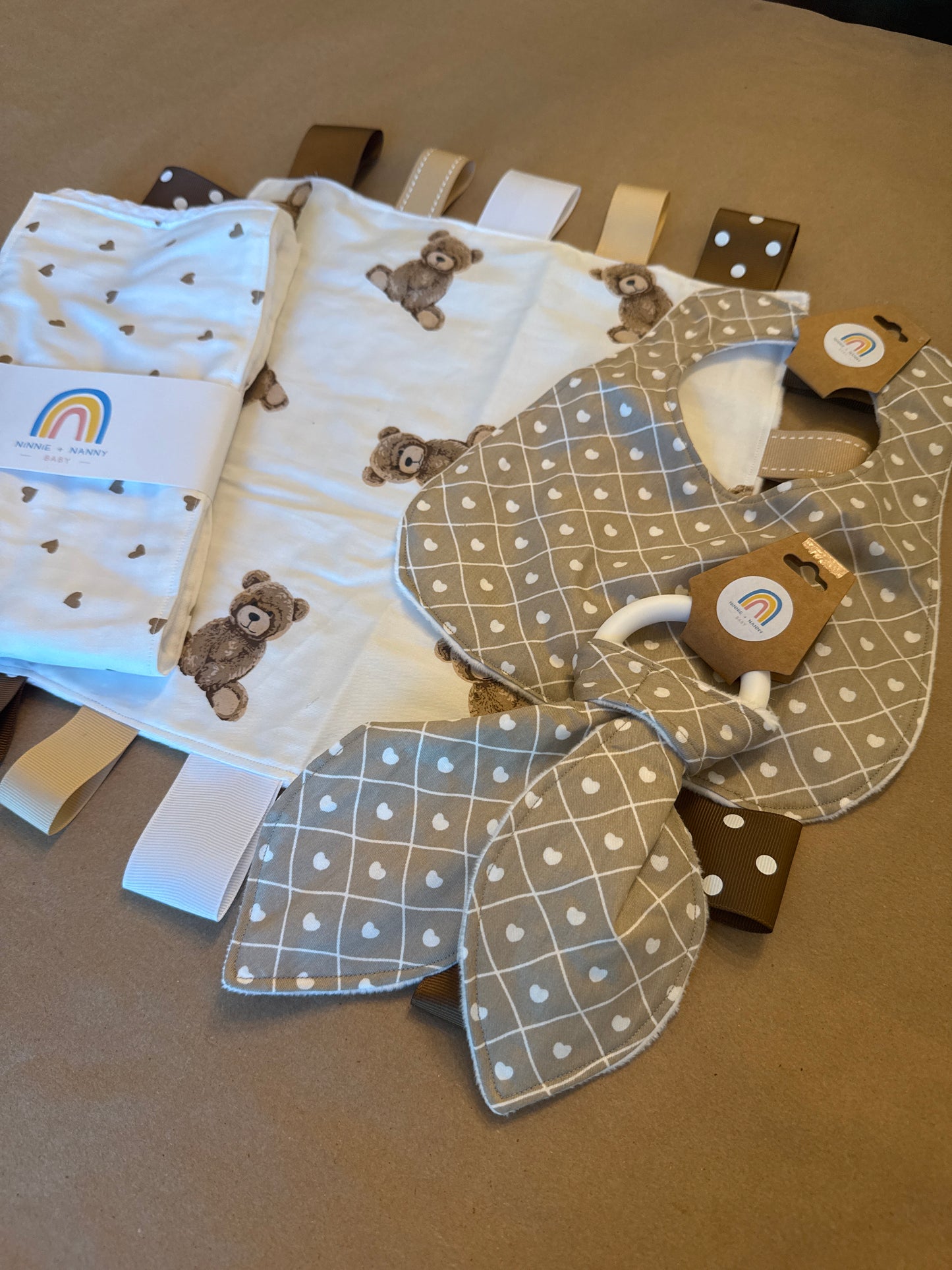 White Hearts on Tan - Love : Teether