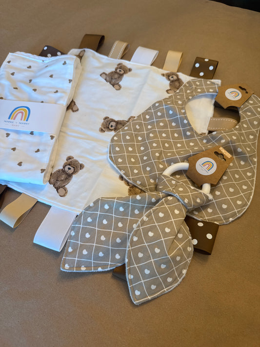 White Hearts on Tan - Love : Teether