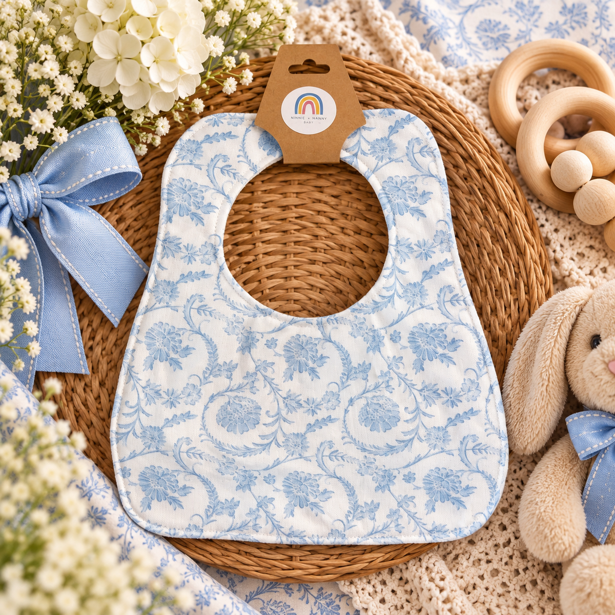 Blue Toile : Baby Bib