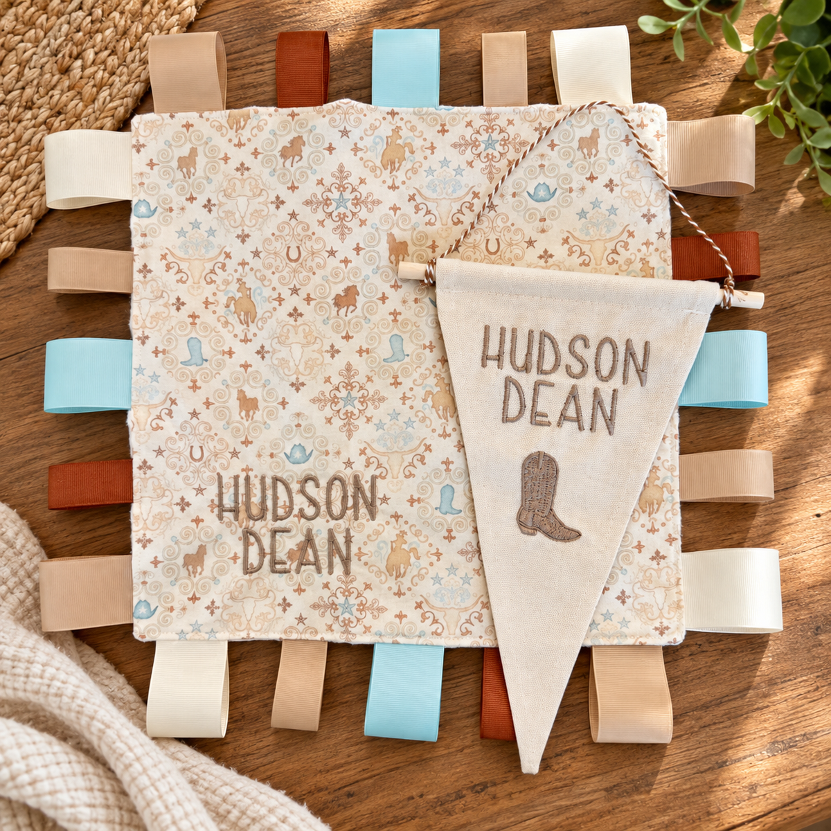 Personalized Embroidered Baby Pennant | Custom Nursery Decor