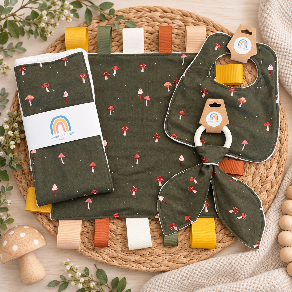 Woodland Mushrooms : Burp Cloth