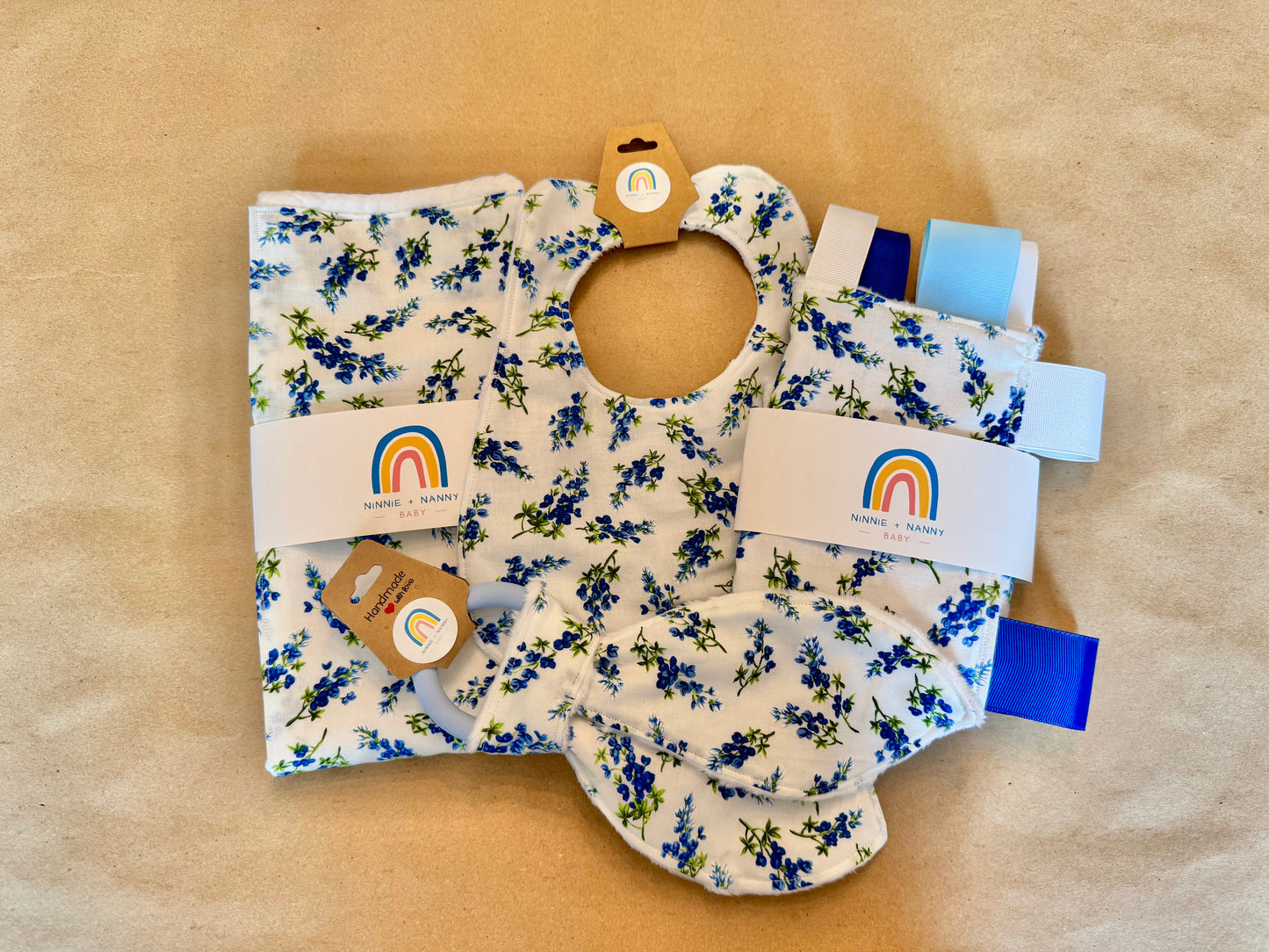 Bluebonnets on White : Bib