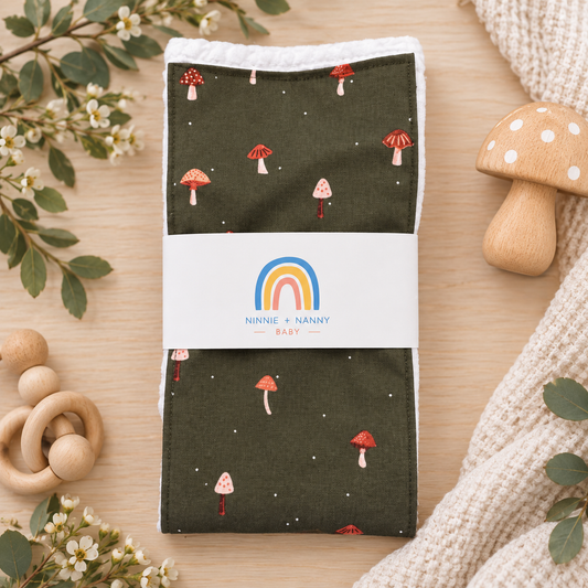 Woodland Mushrooms : Burp Cloth