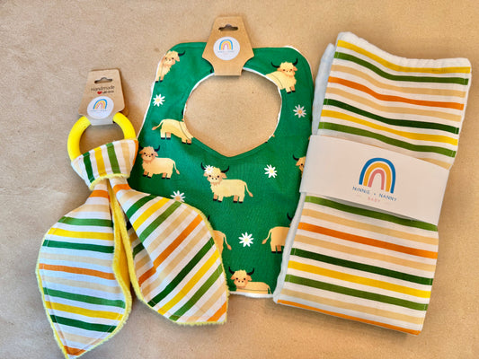 Yellow + Green Stripe : Burp Cloth