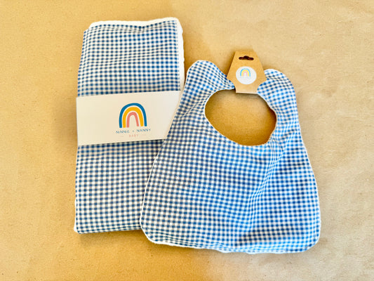 Classic Blue + White Gingham : Bib