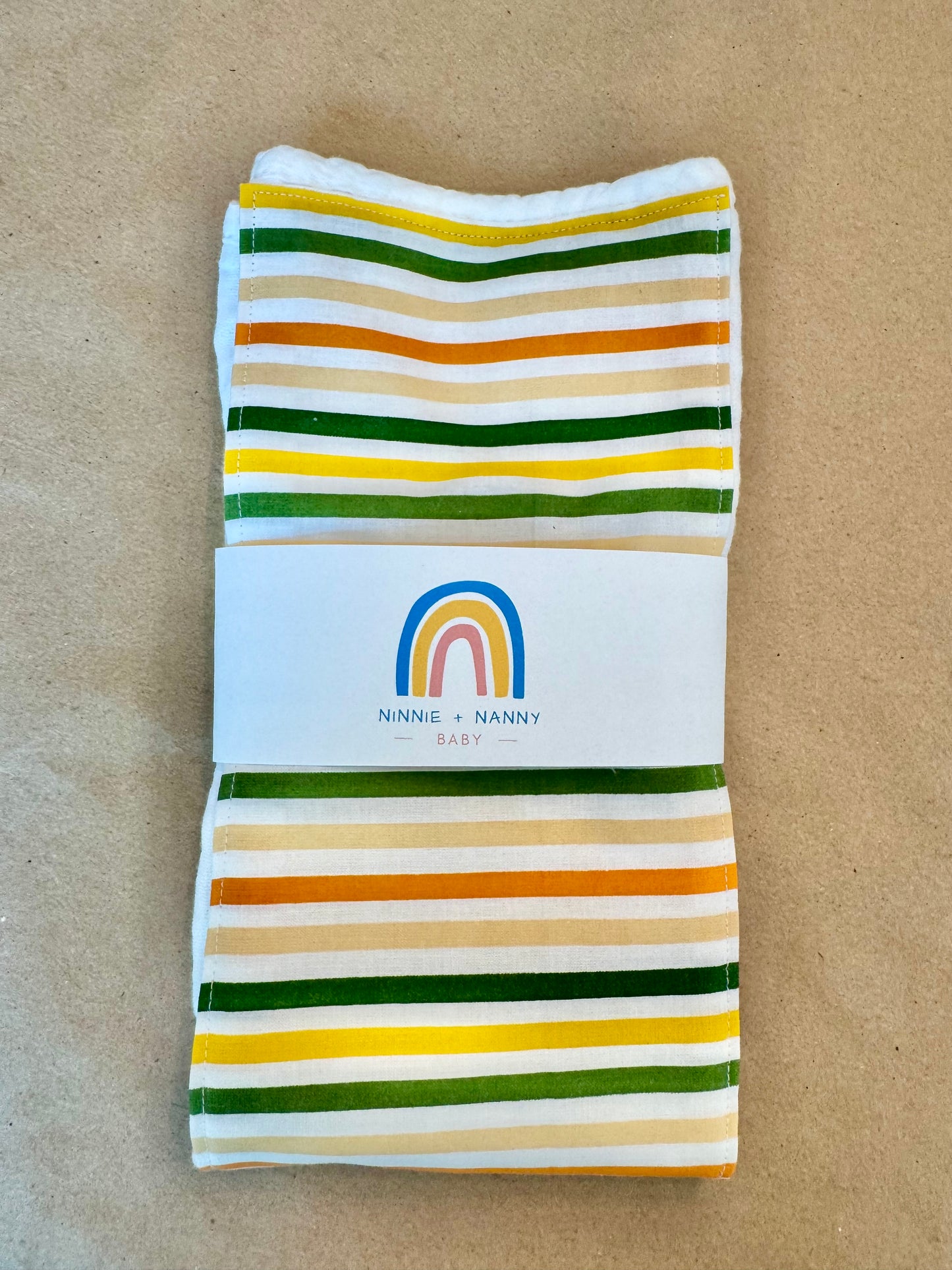 Yellow + Green Stripe : Burp Cloth