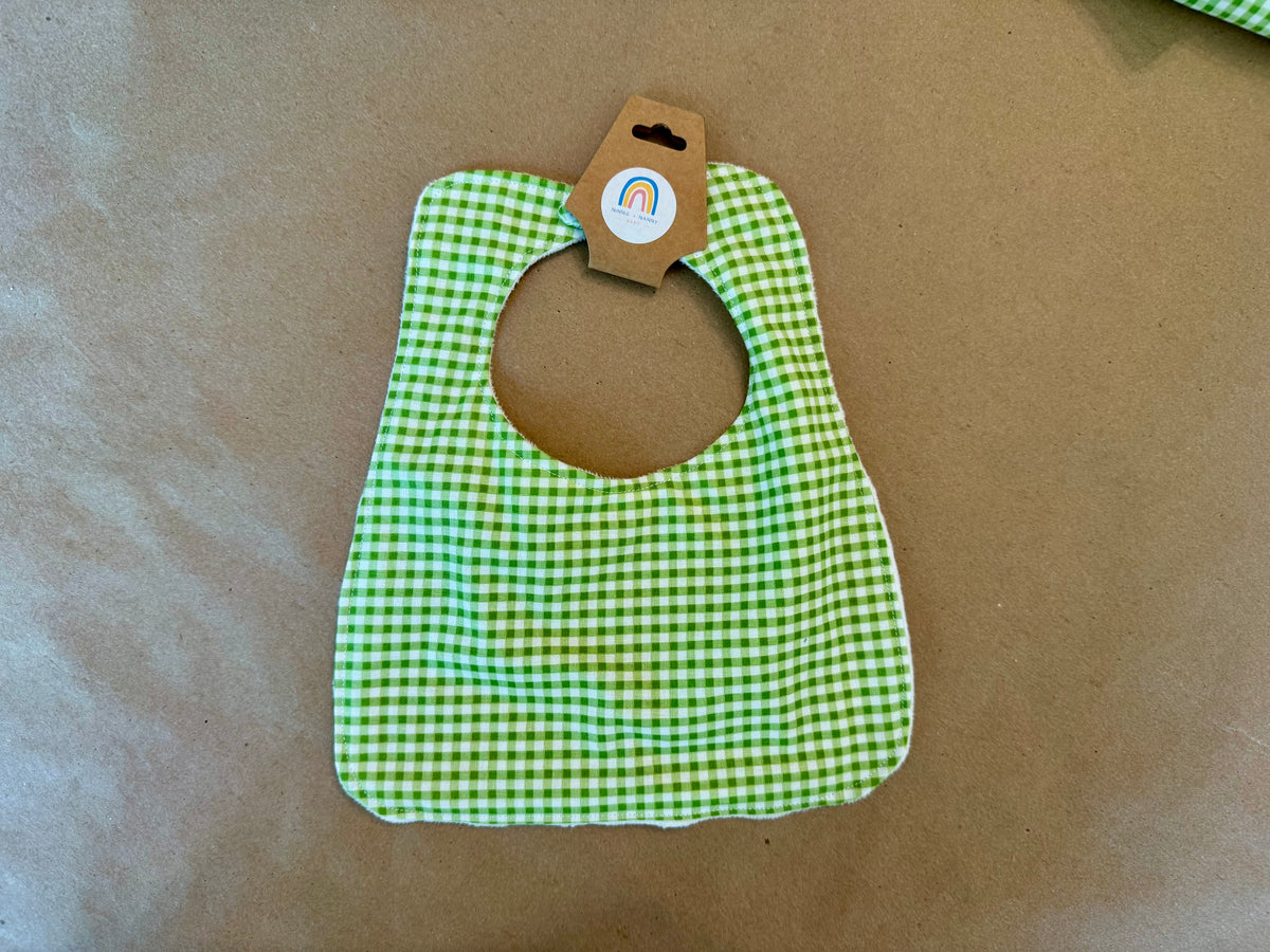 Classic Lime Green + White Gingham : Bib