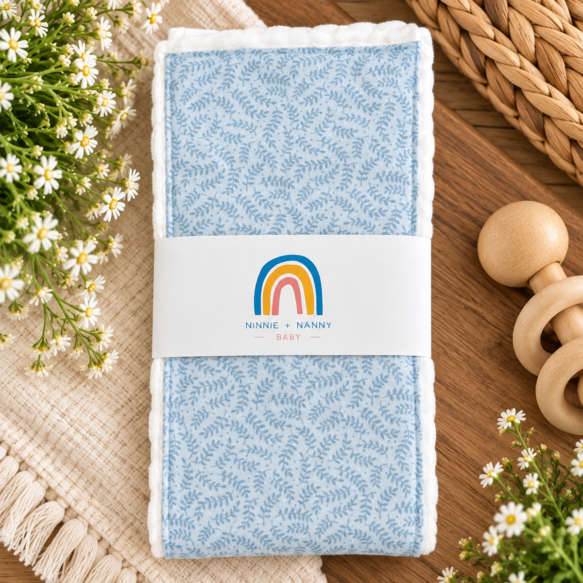 Botanical Blue Baby : Burp Cloth