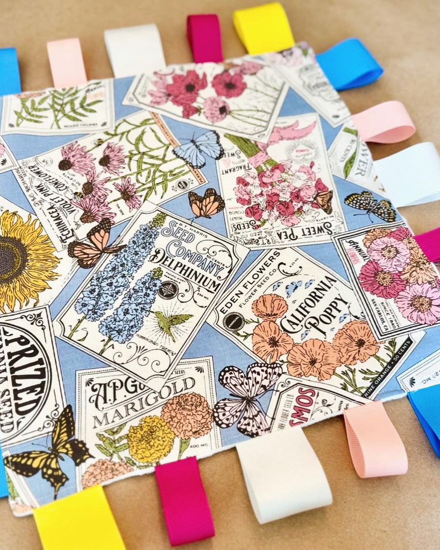 Wildflower Seed Packet Baby Collection : Tag Blanket