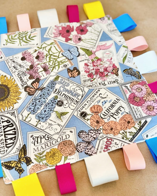 Wildflower Seed Packet Baby Collection : Tag Blanket