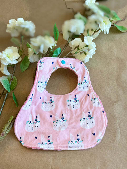 bandana baby bib bunny boho indian cotton fabric minki minky dot fabric plastic snap button infant newborn