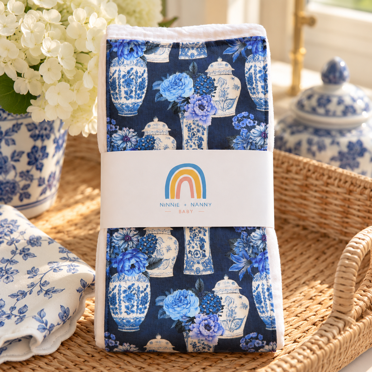 Porcelain Garden - Blue : Burp Cloth