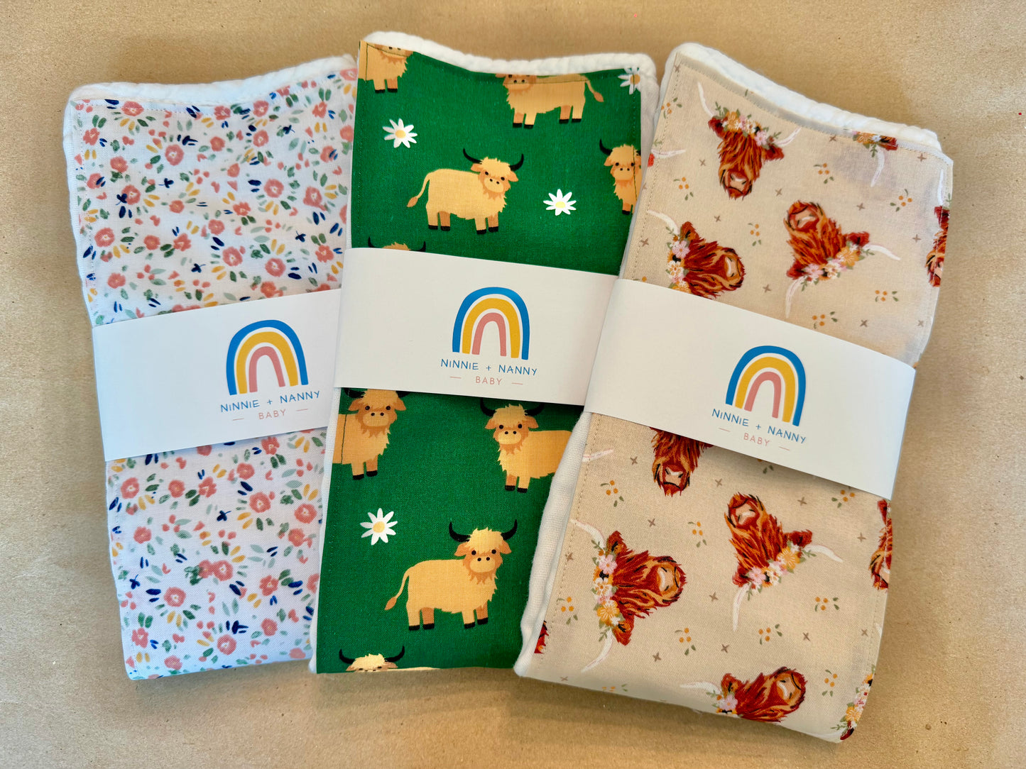 Boho Highland Cows : Burp Cloth