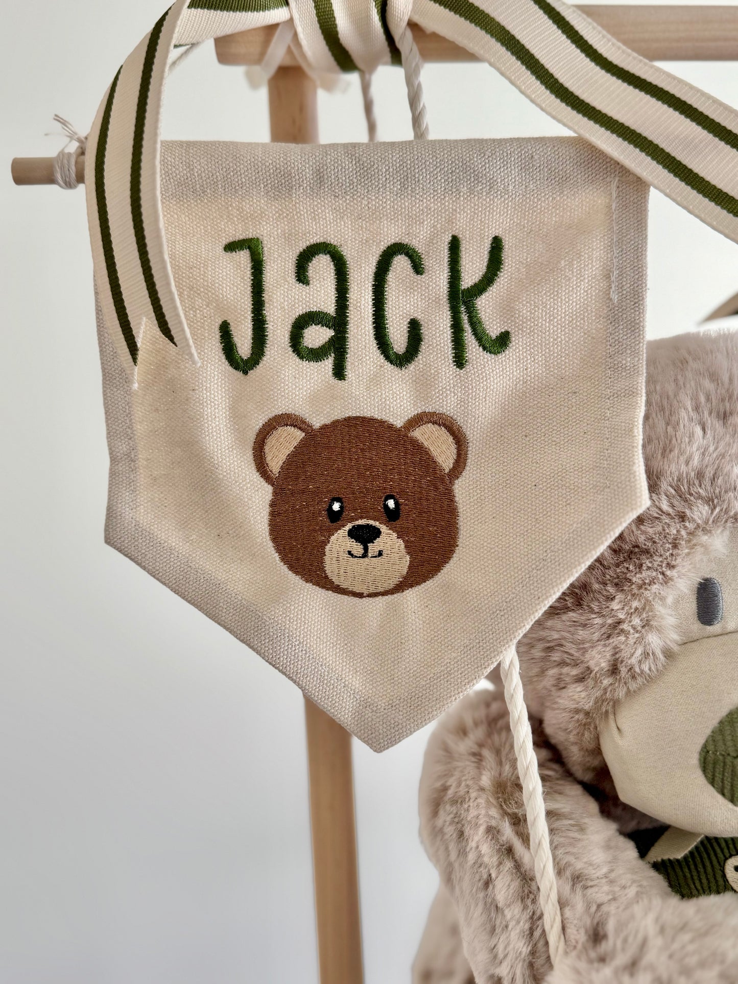 Teddy Bear + First Name : Canvas Banner - Pennant Flag