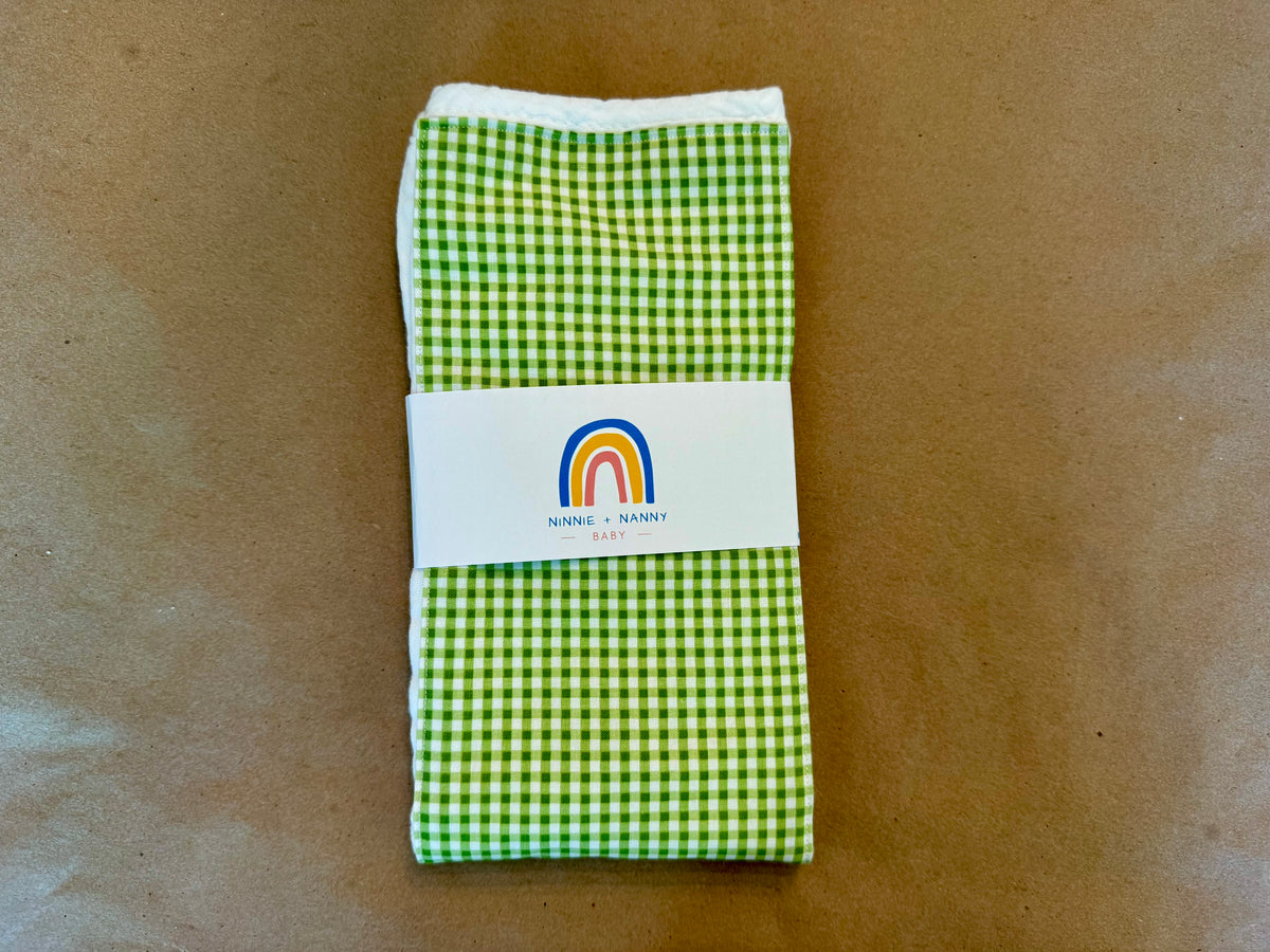 Classic Lime Green + White Gingham : Burp Cloth